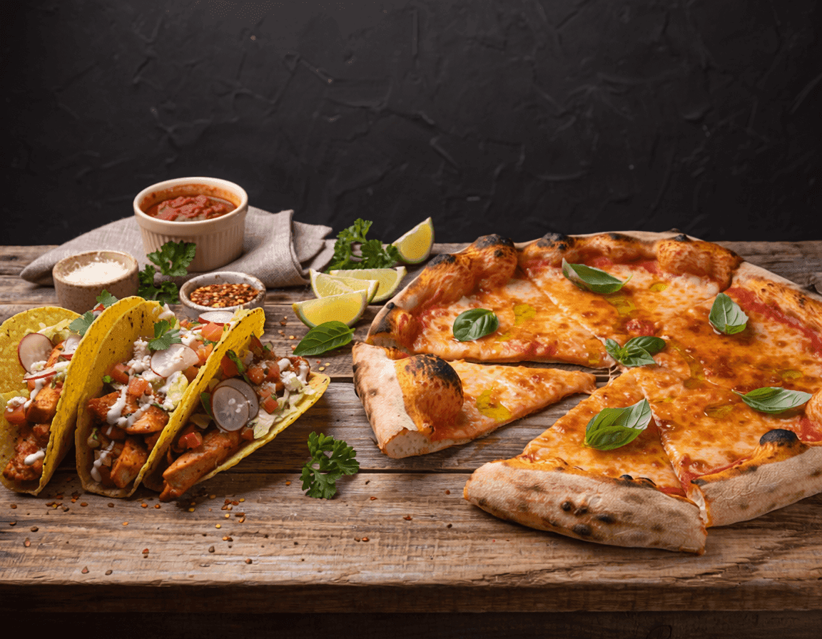 Pizza and Tacos fusion cuisine at 3C's Tavern